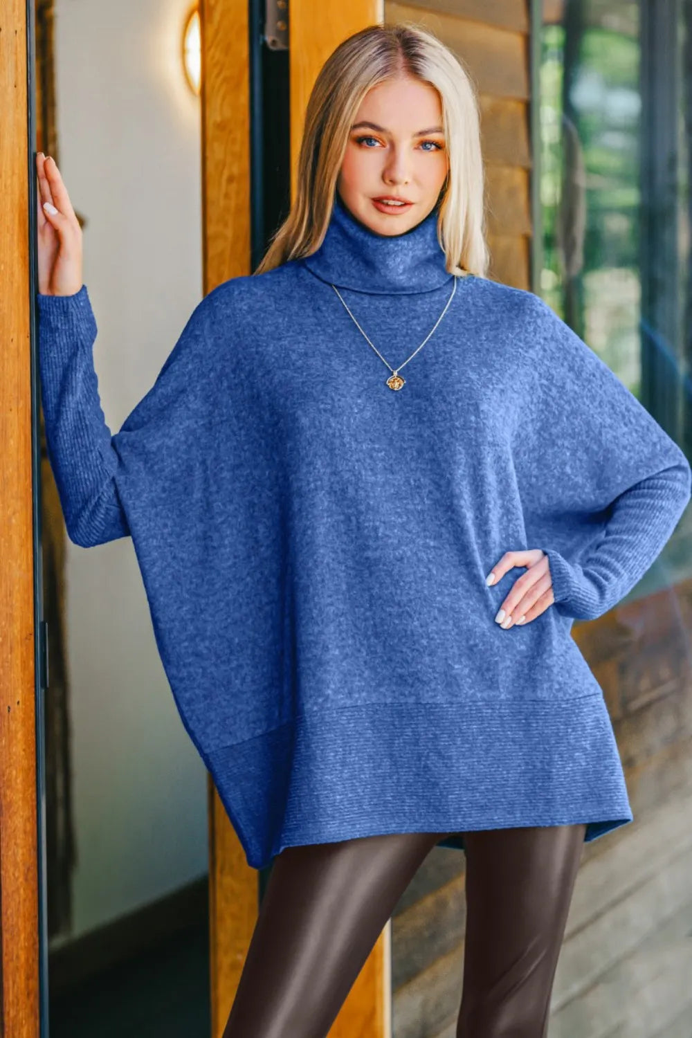 Zenana Full Size Brushed Melange Hacci Turtleneck Sweater 34419bbe-e55f-4f8c-9666-b284ba8112f5-Max