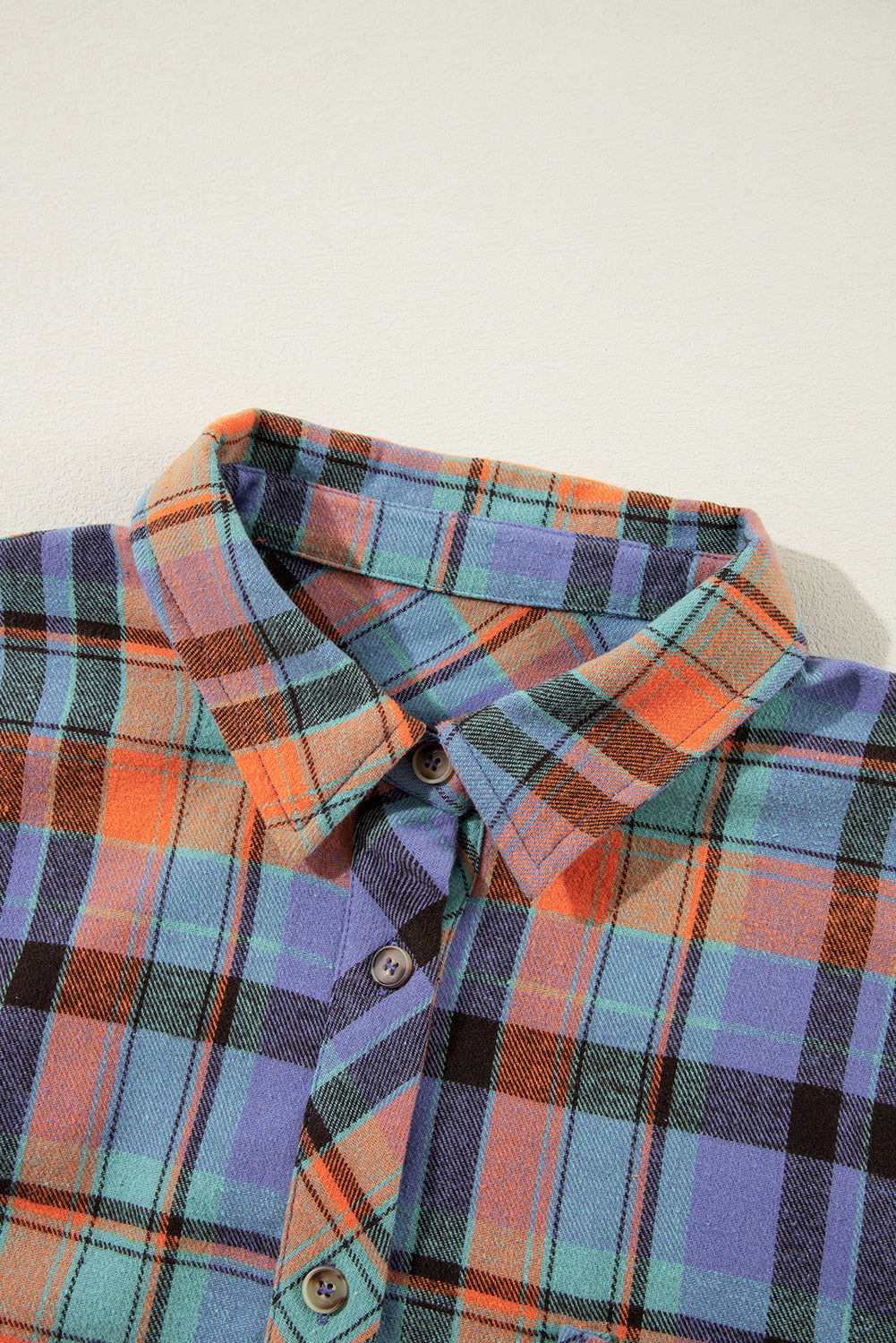 Orange Plaid Print Pocket Loose Shirt Shacket 3466cf76fa4625cf