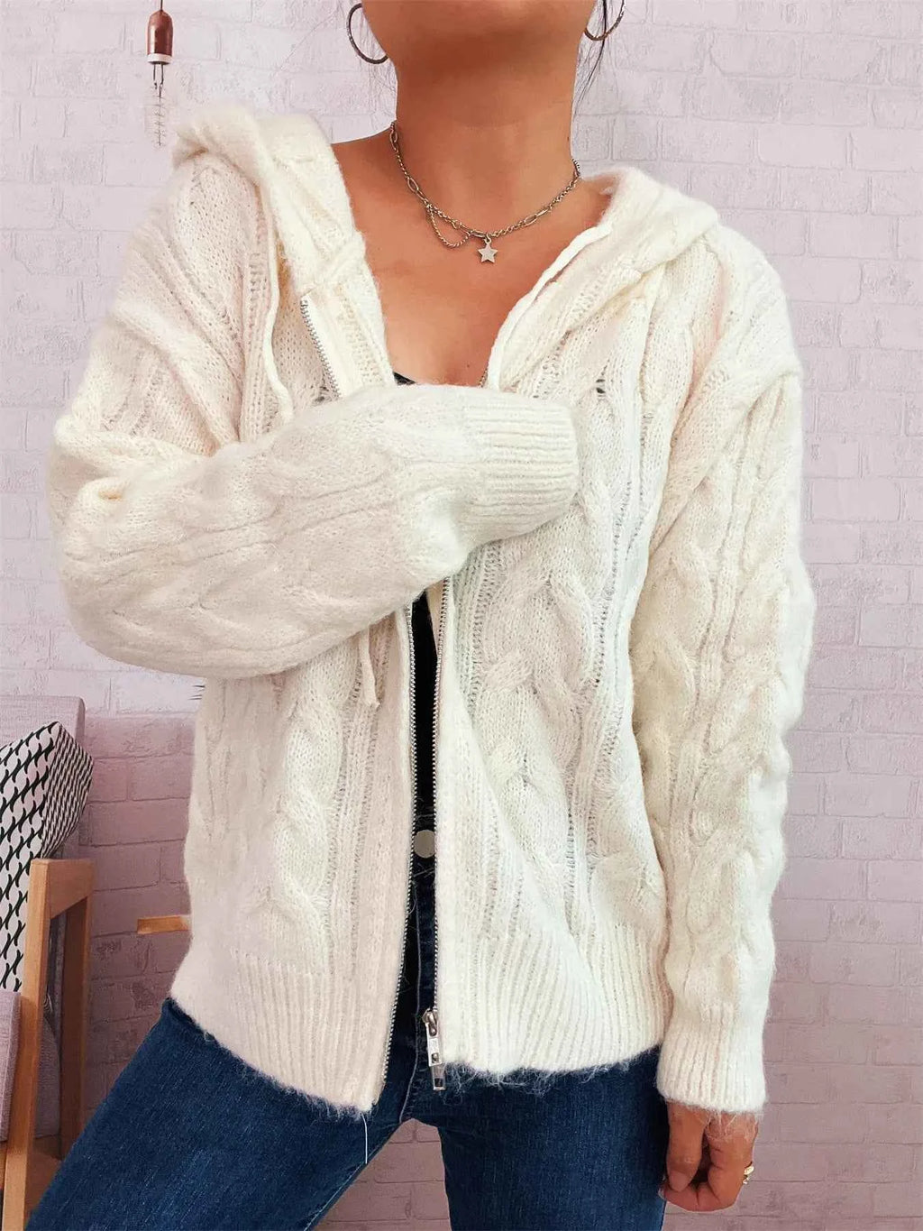 Cable Knit Hooded Zip-Up Cardigan 34758c883d554c65aaf4ac4a892963e8-Max-Origin