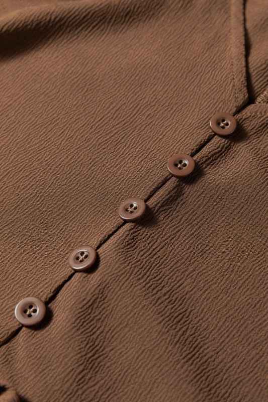 Solid Buttoned V-Neck Long Sleeve Tiered Maxi Dres 34846c79-b4eb-45be-85e3-b7cd8699cd25