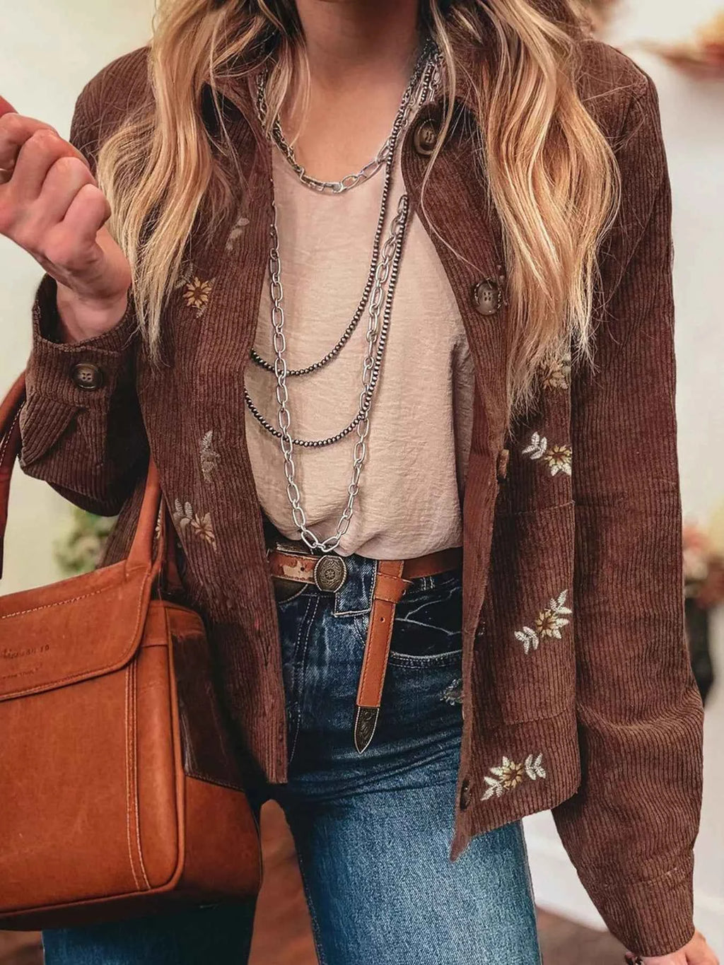 Floral Embroidered Collar Button Front Corduroy Jacket 348ba84aab784f65b7c2838f1d1438c9-Max-Origin