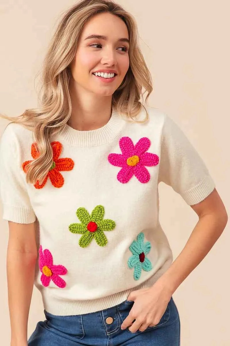 BiBi Crochet Flower Patch Sweater Top 3494bf27d58e4d51bd7c7ae08b2d92e9-Max-Origin