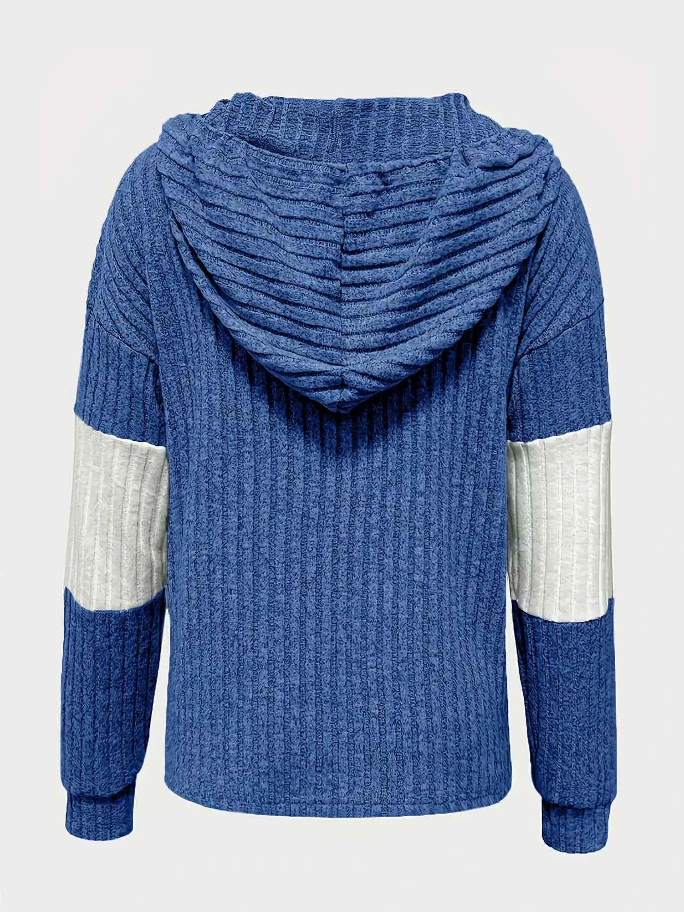 Color Block Drawstring Long Sleeve Hoodie 34be6383-42ed-44a7-b0a1-06a132c7a38f-Max-Origin