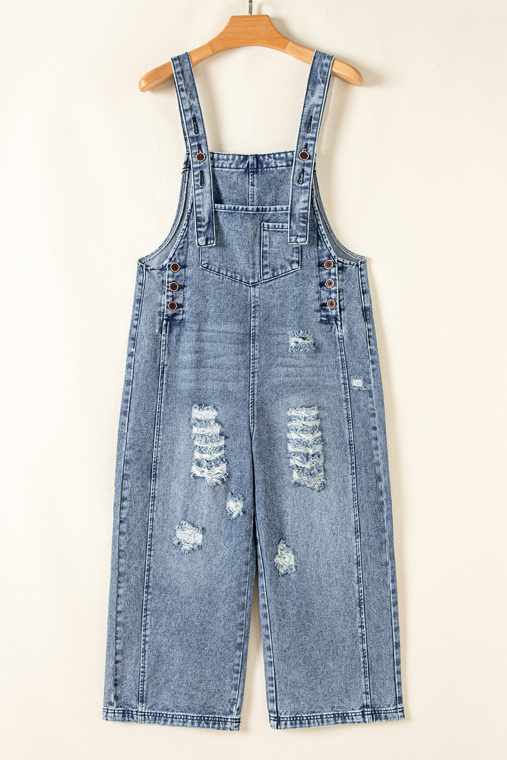 Black Distressed Bib Pocket Wide Leg Denim Overall 34de6565c11296b2