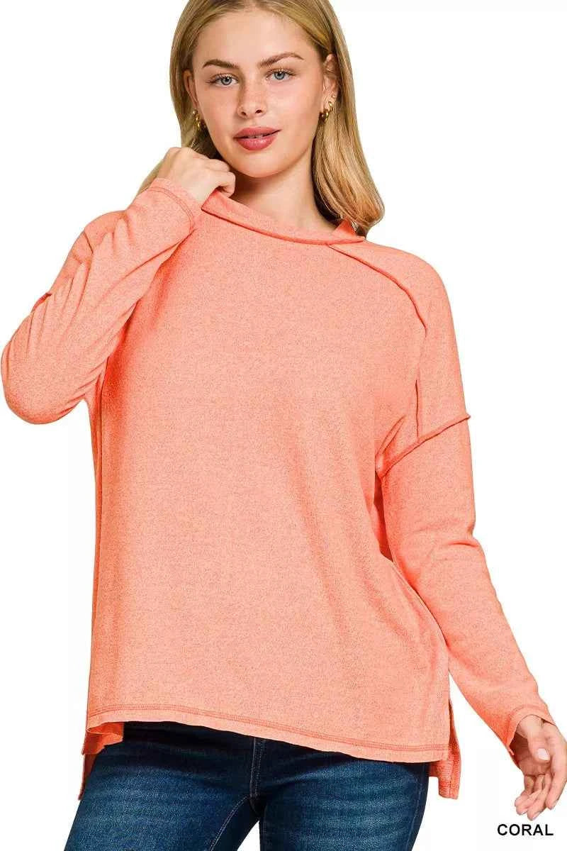 Zenana Full Size Melange Hacci Exposed Seam Hi-low Tee Plus Size CORAL 34f9a680147744fea0dc260bfac50056-Max-Origin