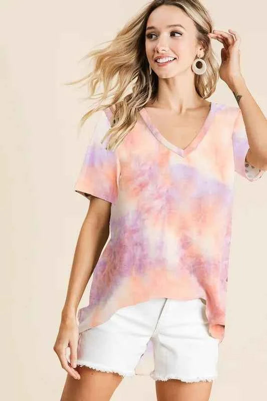 BiBi Tie Dye French Terry V Neck Top 35103af2f53342c7a68f4e88fea02418-Max-Origin