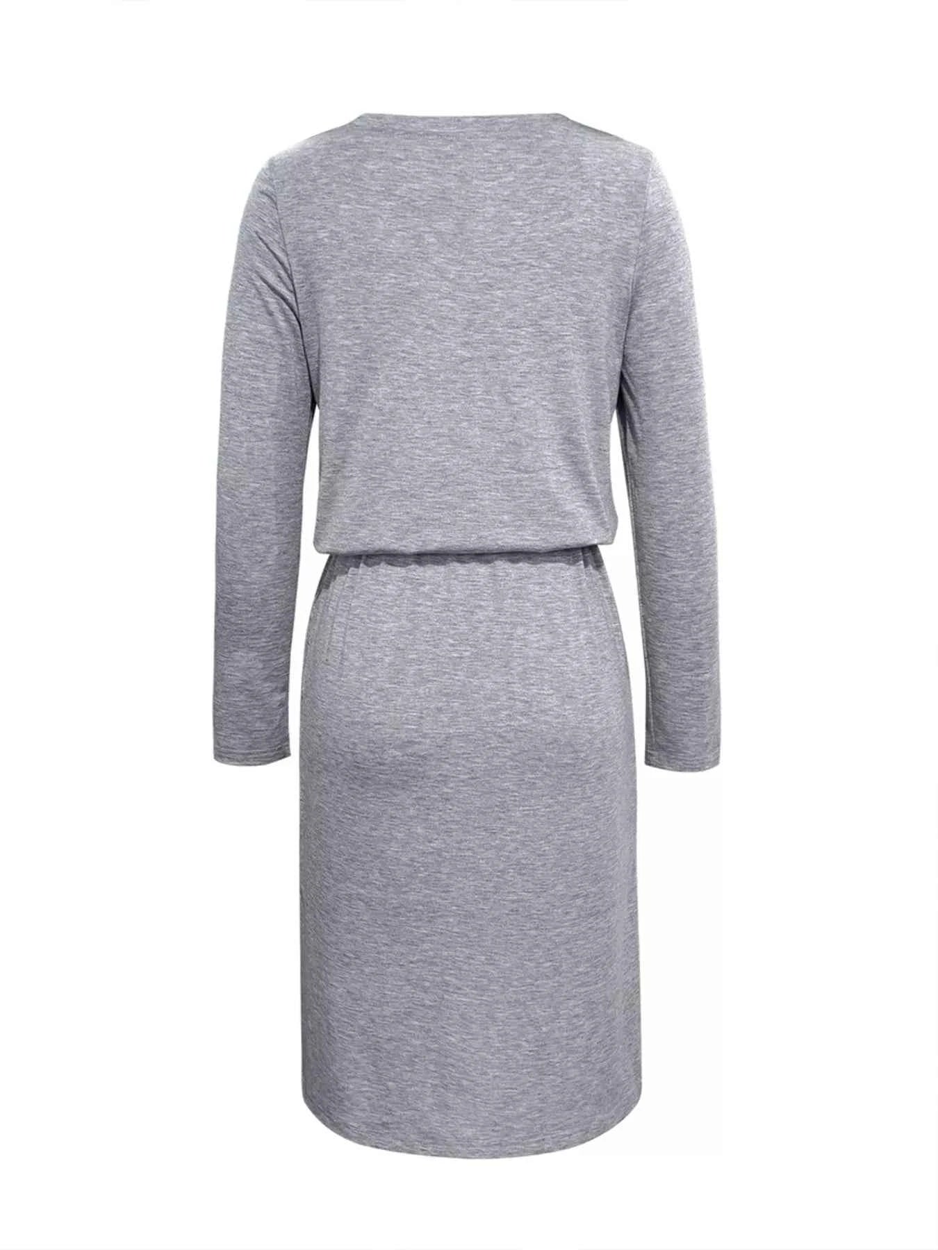 Long Sleeve Drawstring Midi Dress 3521998f-803b-40c5-9ae0-076a58126e67-Max-Origin