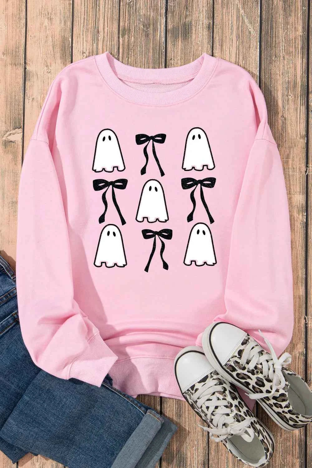 Ghost & Bow Round Neck Long Sleeve Sweatshirt 354de62c-ed57-4f66-9edd-e7075ddac56a-Max