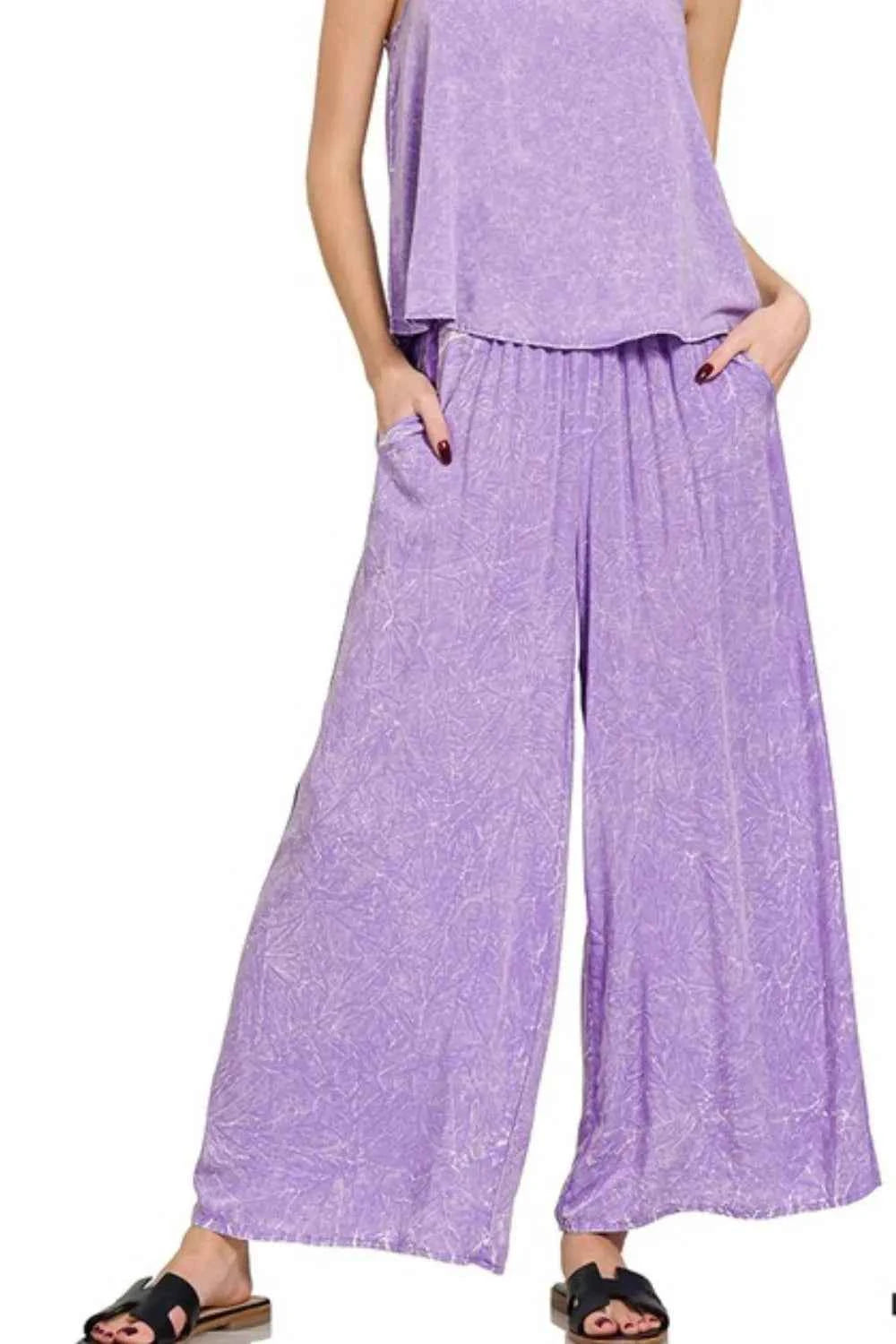 Zenana Woven Acid Crinkle Washed Cami & Pants 2 Piece Set 356894d3-58d6-4e96-852a-6818bf6cfca0-Max-Origin