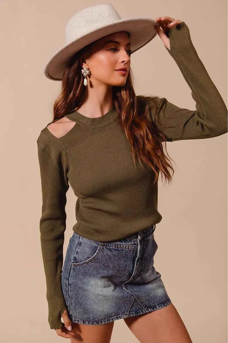SO ME Rib Knit Top with Shoulder Cut Out 356afa7e-6e0f-4064-8c32-e3892f439d22-Max-Origin