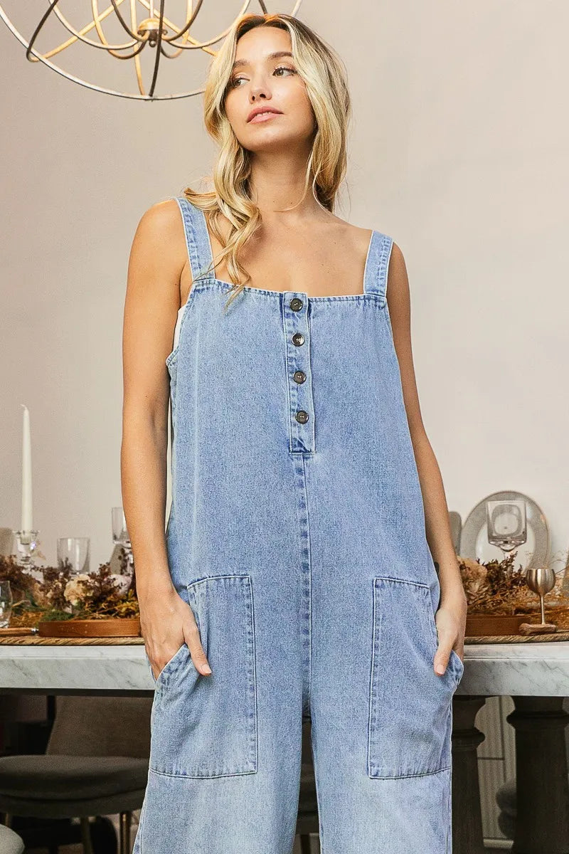 BiBi Washed Denim Buttoned Overall Jumpsuit 35a677443ba5402a9944cc75e1994020-Max-Origin