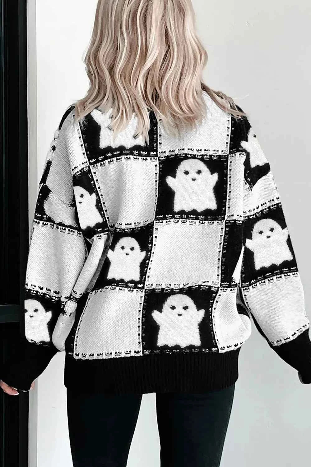 Ghost Checkered Round Neck Sweater 35b08c16-3fab-4dfd-b8c1-be634d12299f-Max-Origin