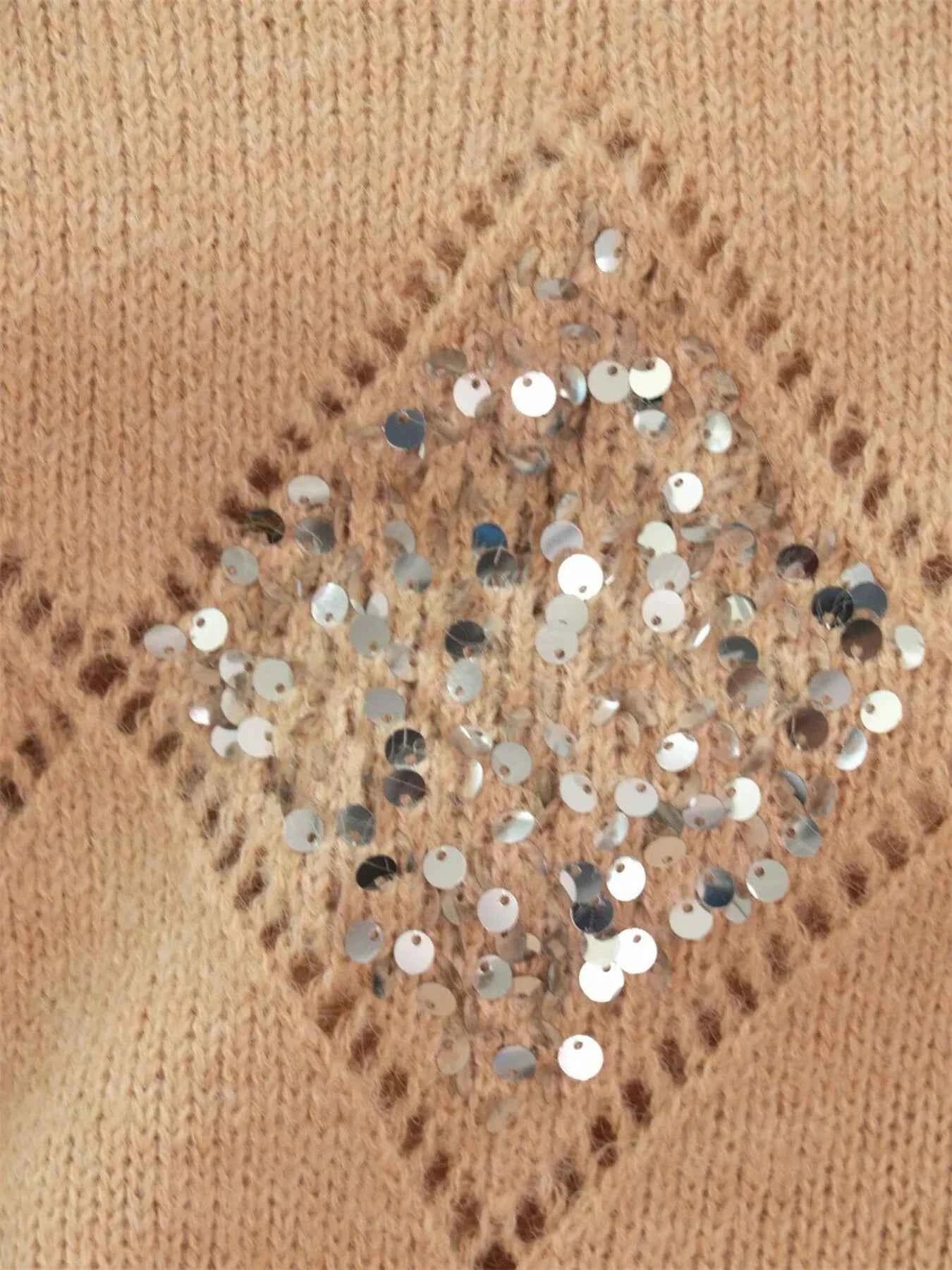 Sequined Diamond Pattern Oversized Sweater 35b8837b1542499baa15ca002122ccf6-Max-Origin