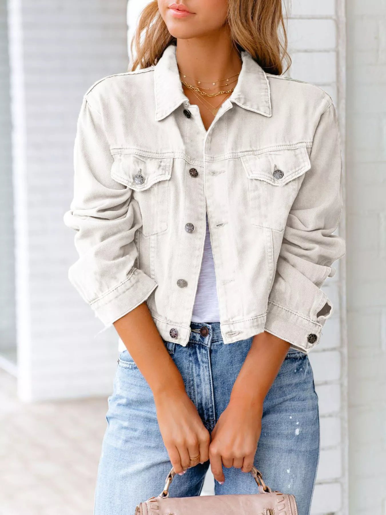 Button Up Long Sleeve Denim Jacket White 35d1b2d3-ab14-4941-9586-ea4365708ff7-Max-Origin