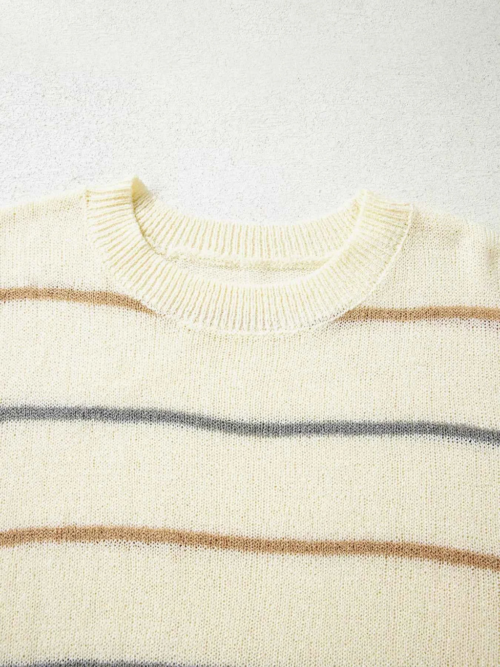 Stripe Striped Ribbed Edge Drop Shoulder Sweater 36161fe527f74fde85c03e09cbf9c3bd-Max-Origin