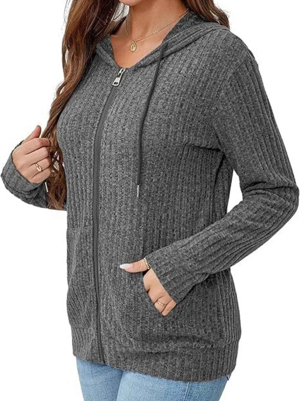 Ribbed Zip Up Hooded Outerwear 362828aa8e5549a7add8068851d7400f-Max-Origin