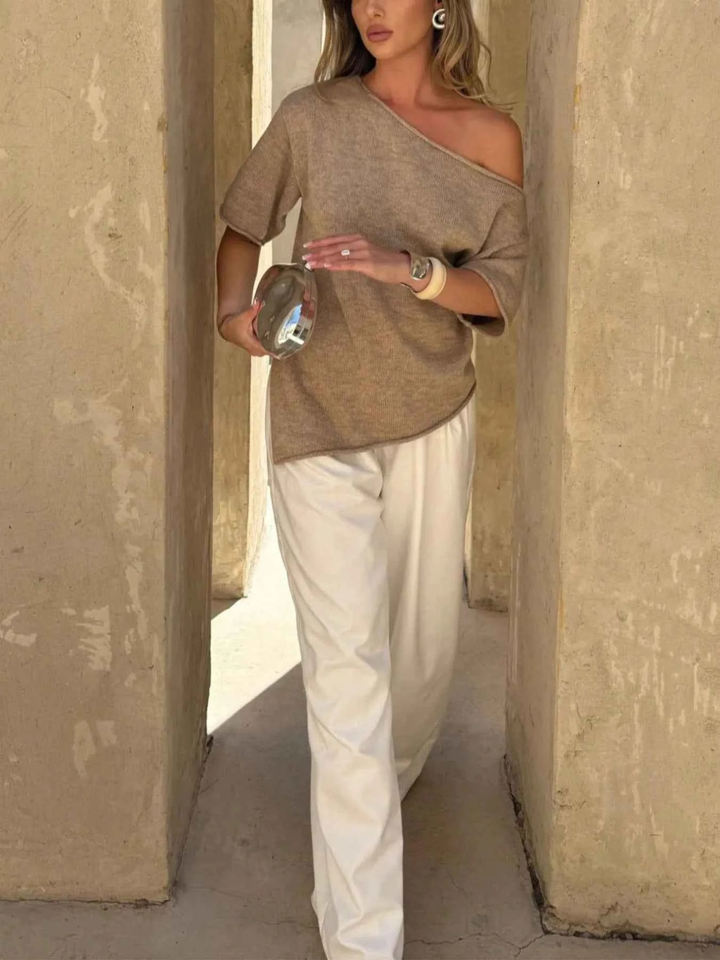 Single Shoulder Relaxed Fit Knit Top 3631e20c-4a13-4a04-a3fa-beb5320bbd4f-Max-Origin