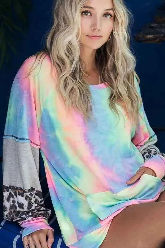 BiBi Tie Dye French Terry Sweatshirt with Contrast CHARCOAL TIE DYE 3634e72a3d0a46729e8f743bbc41dc4c-Max-Origin