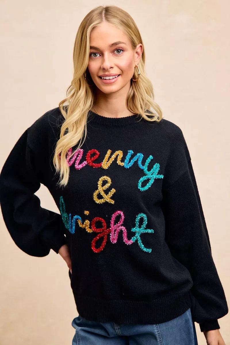 BiBi Tinsel Lettering Christmas Sweater 3648abc4db3649469f3819fc54931d4e-Max-Origin