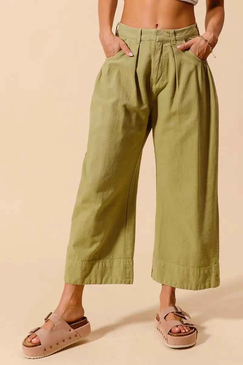 SO ME Mid Rise Wide Leg Chino Pants With Pockets SAGE 366de773dc6943f19c5378606e4b9b5f-Max-Origin