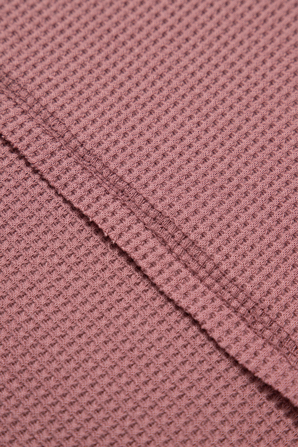 Blue Exposed Seam Drop Sleeve V Neck Waffle Textured Top 367af6594634a404