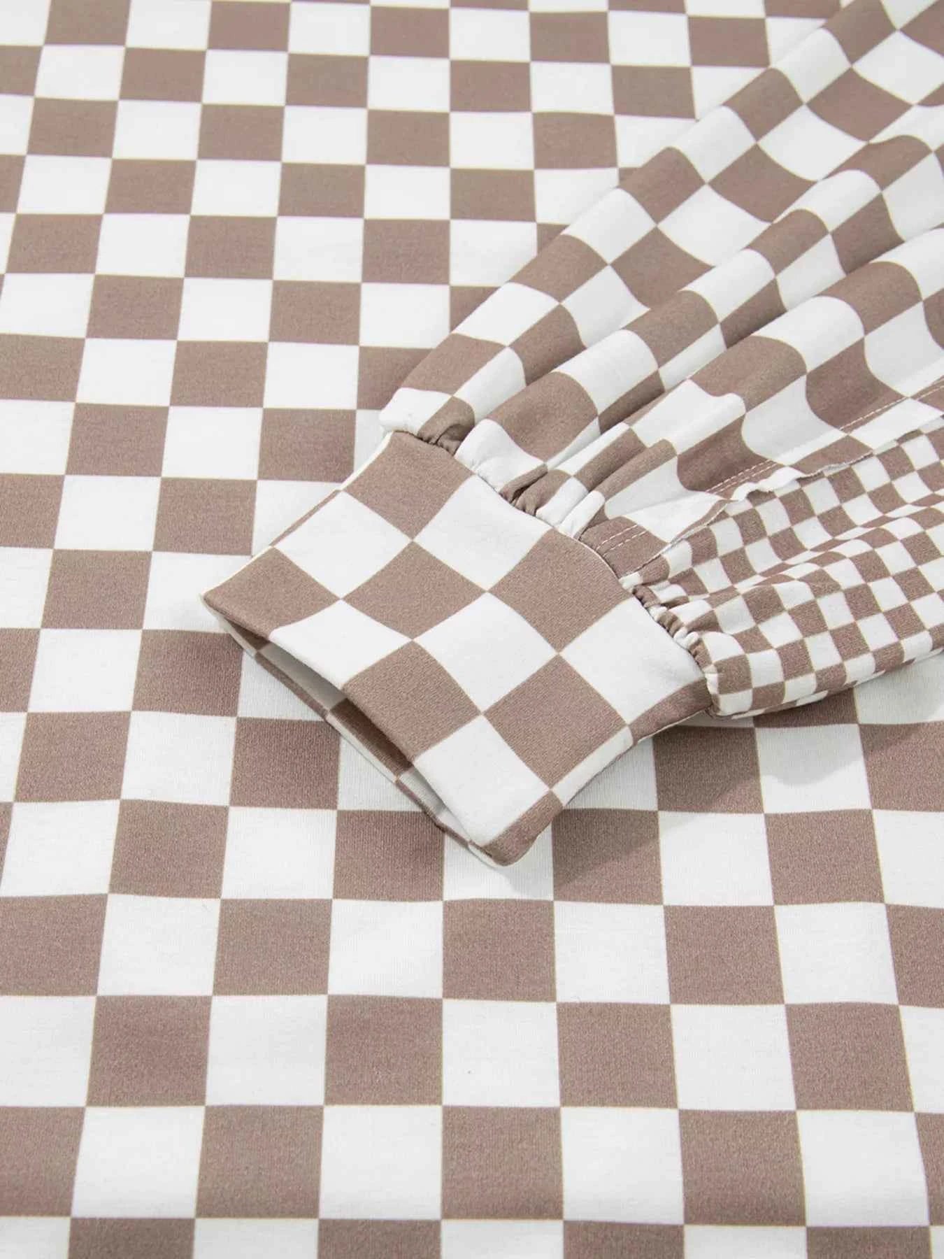 Checkered Pattern Oversized Drawstring Hoodie 36ad6e76a224426ea4f75470131a49bf-Max-Origin