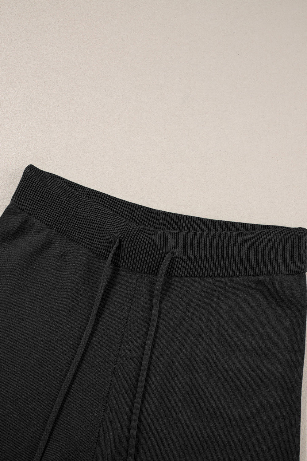 Black Loose Contrast Trim Half Sleeve Top and Drawstring Pants Set 36b101d83dbe11bf