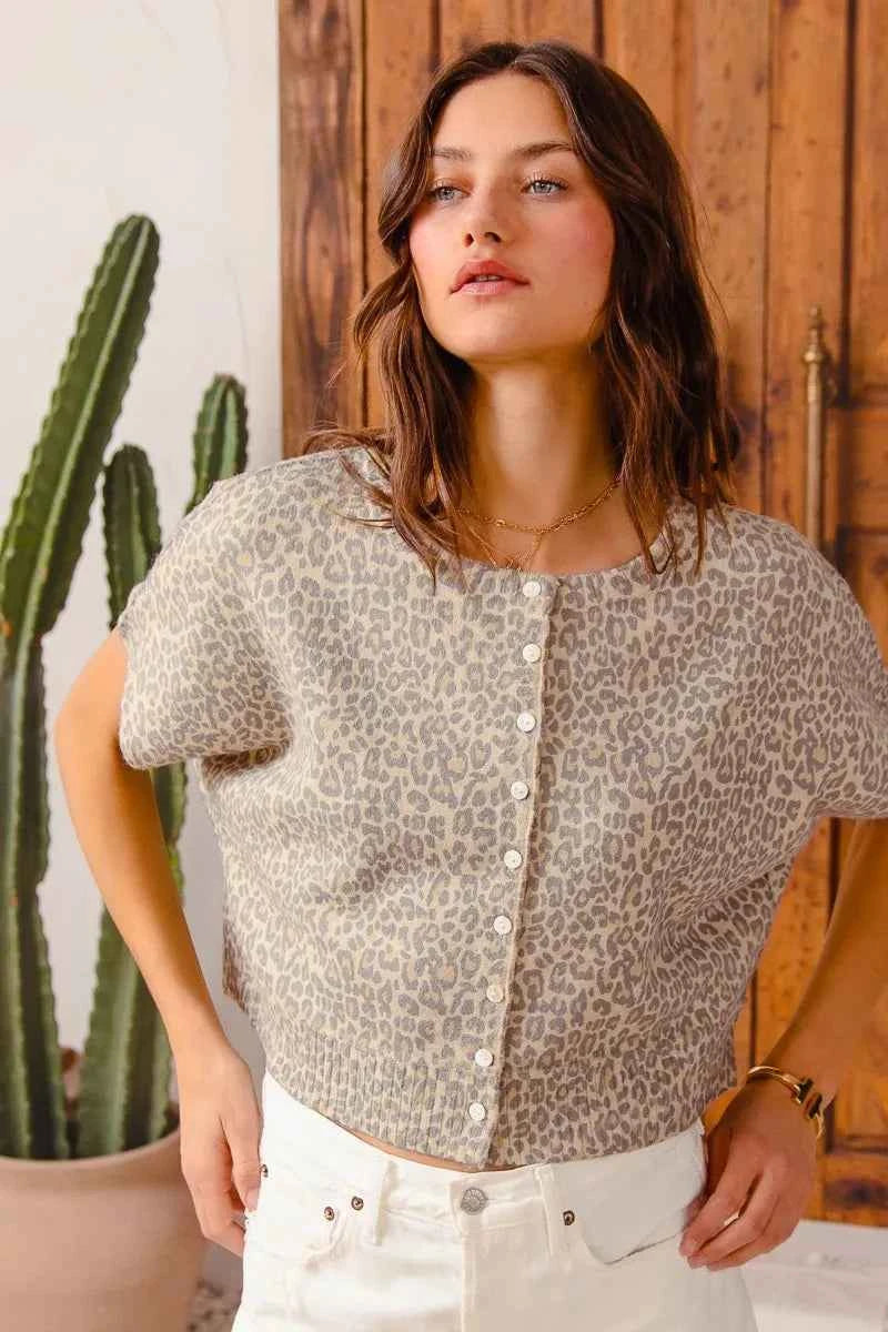 SO ME Leopard Print Button Front Sweater Cardigan 36bdfd4ab105491ab084932ee1ed5c04-Max-Origin