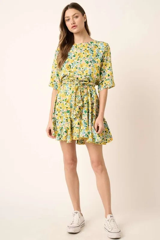 Mittoshop Floral Tie Waist Half Sleeve Mini Dress 36e6e707-4ebc-4b5c-a905-eec082d528e8-Max