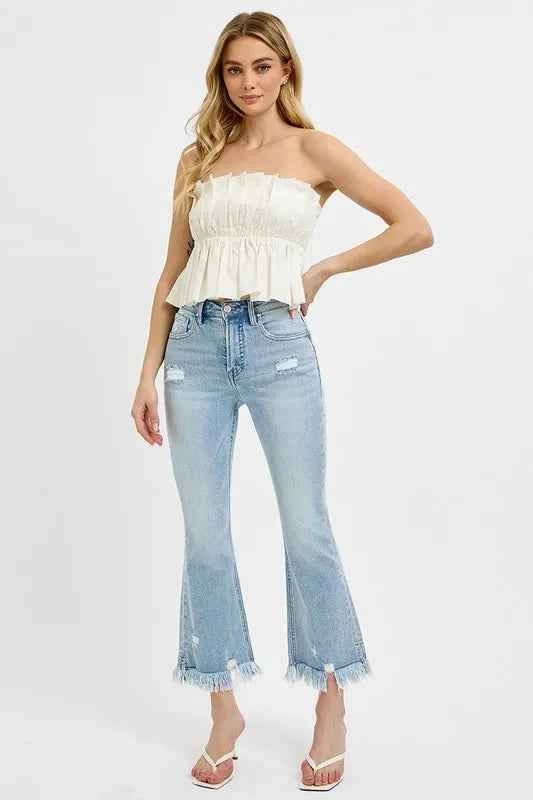 RISEN Full Size Raw Hem Distressed Cropped Flare Jeans Plus Size 37530539-1969-47e8-b996-451a7b70f1ca-Max
