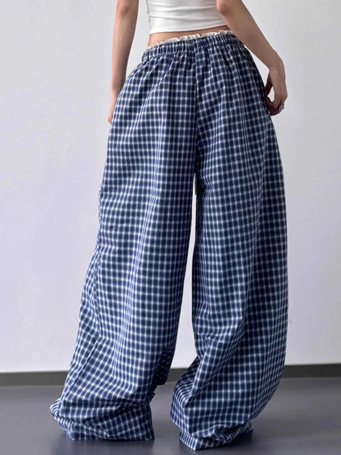 Drawstring Plaid Wide Leg Pants 37675dd1-cdb2-426f-9332-24d1ae57aa02-Max-Origin