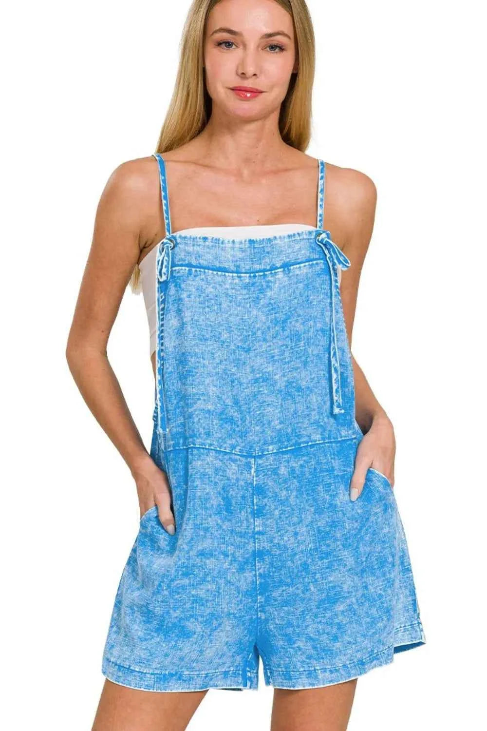 Zenana Washed Linen Knot Strap Rompers DEEP SKY 37762965-cbff-4579-9a30-cecca0ca10a3-Max-Origin