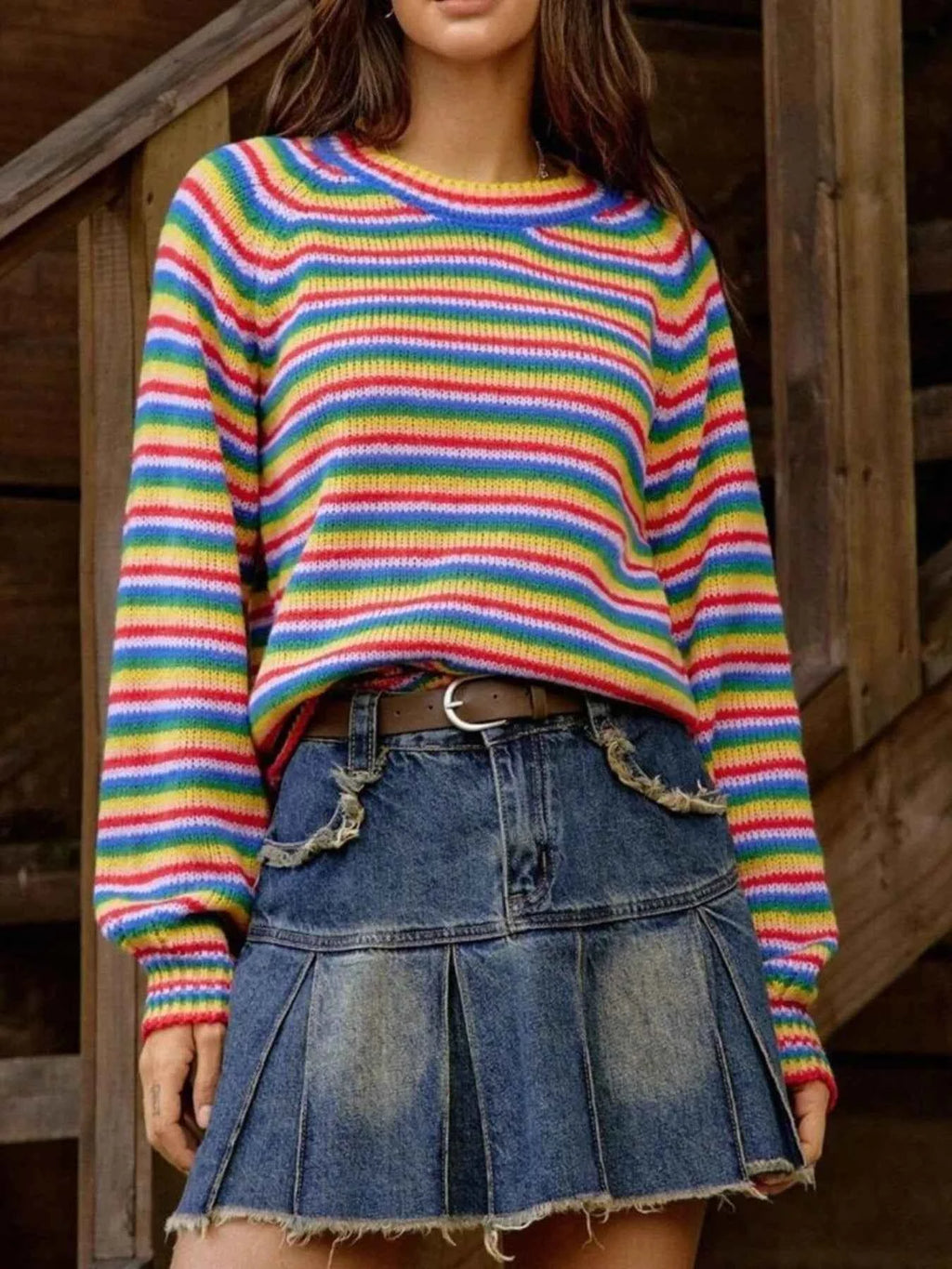 Rainbow Striped Pullover Sweater Blue 37aedc1b-1073-4c51-9226-385c9b820eb6-Max-Origin