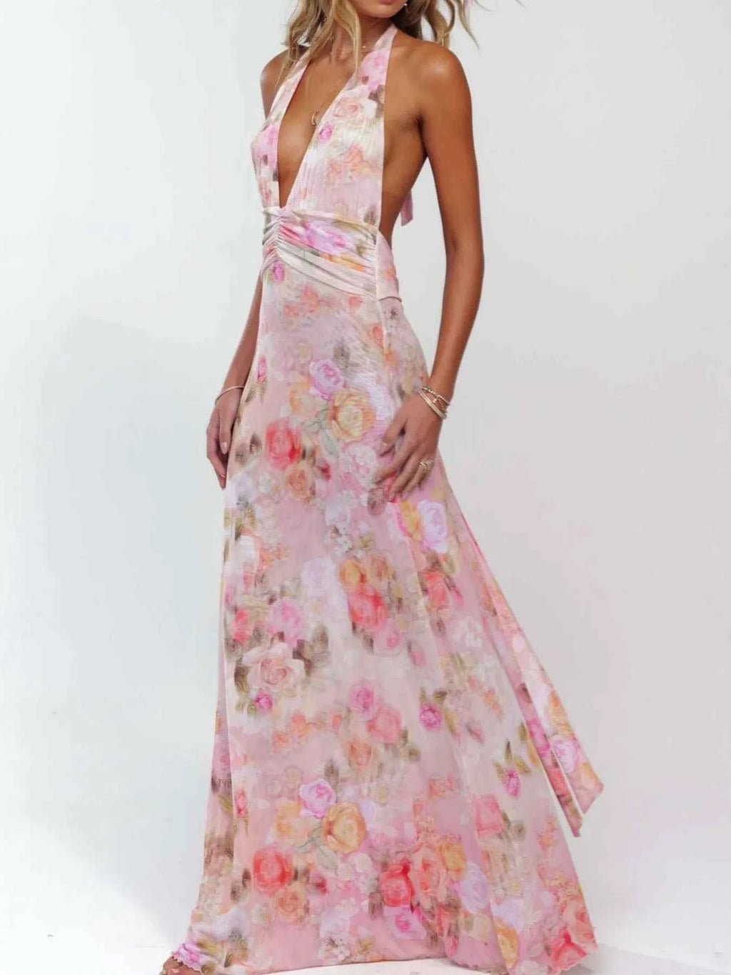 Floral Halter Neck Deep V Maxi Dress 37c7063a-3653-4d97-bd7d-83b493477e3b-Max-Origin
