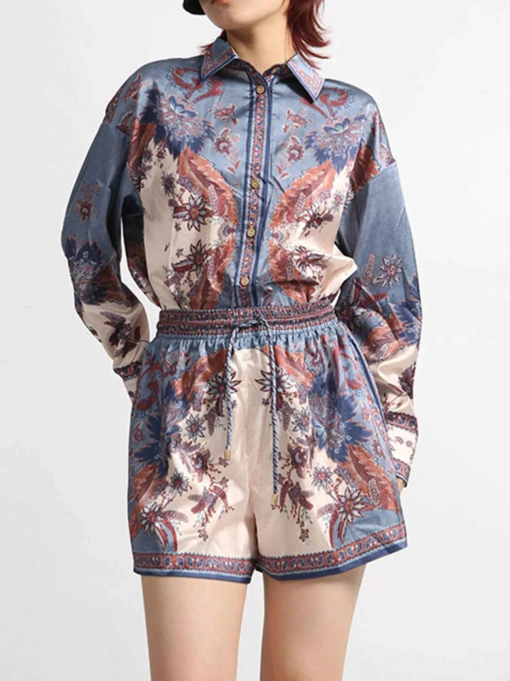Printed Button Front Long Sleeve Shirt and Shorts Set 37e40330-9654-4c8a-9e5d-3f273a5a5df3-Max-Origin