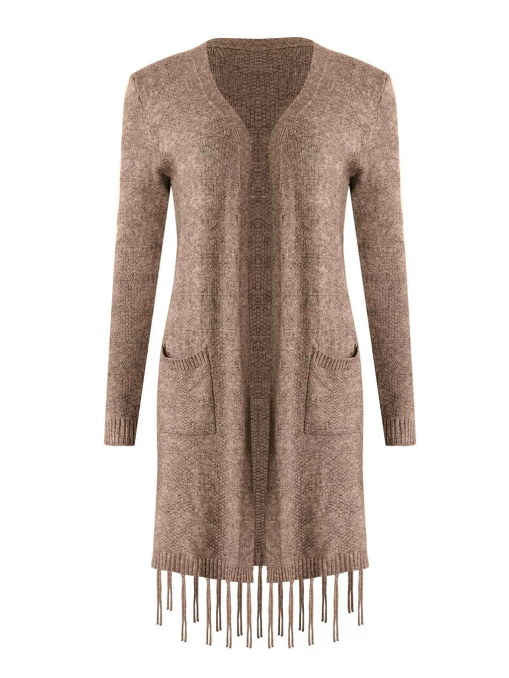 Open Front Fringe Longline Cardigan with Pockets 37ef6b86-d14a-4212-b122-7c13358d0114-Max-Origin