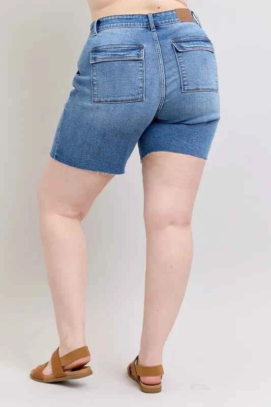 Judy Blue Full Size Mid Rise Bermudas Denim Shorts W/ Back Flap Pockets Plus Size 37f72b62-66f4-4dc3-a693-f49295846001-Max-Origin