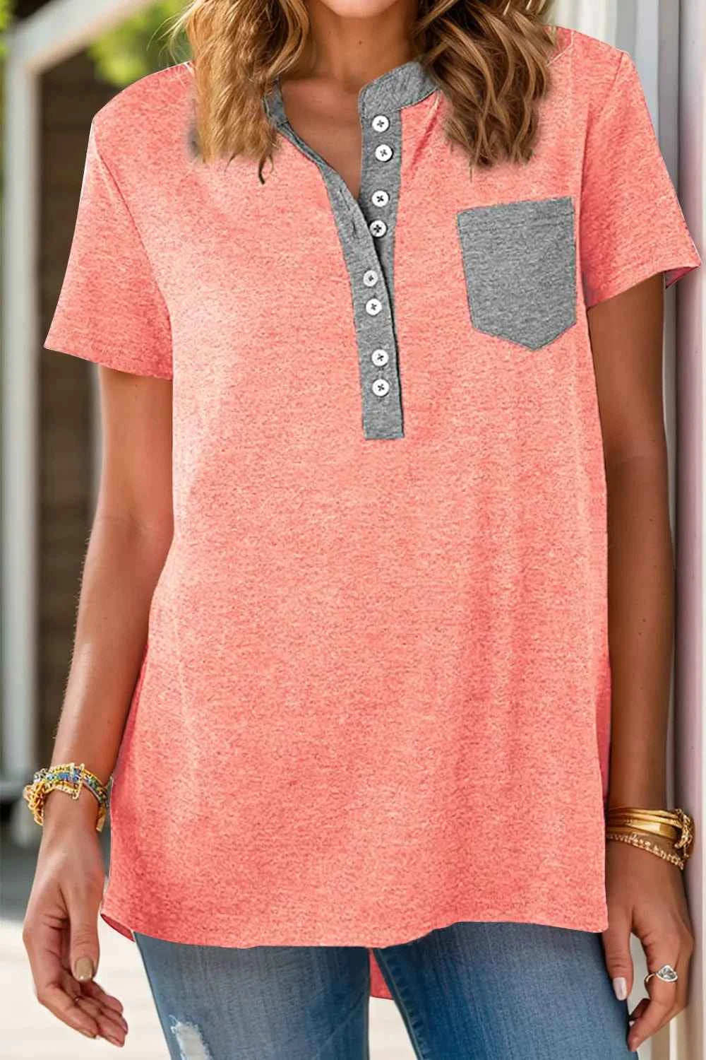 Full Size Half Button Short Sleeve T-Shirt 381686aa-7def-4754-8cc7-0cb28044799f-Max