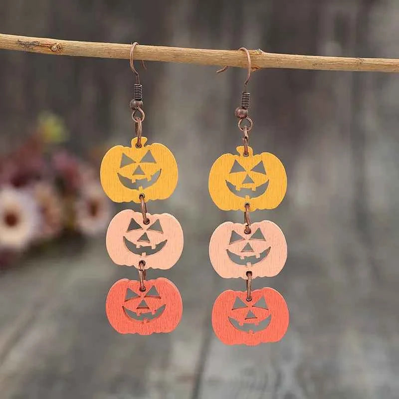 Wooden Contrast Pumpkin Earrings 38238a69-6553-44fd-b896-b4d3bd949592-Max