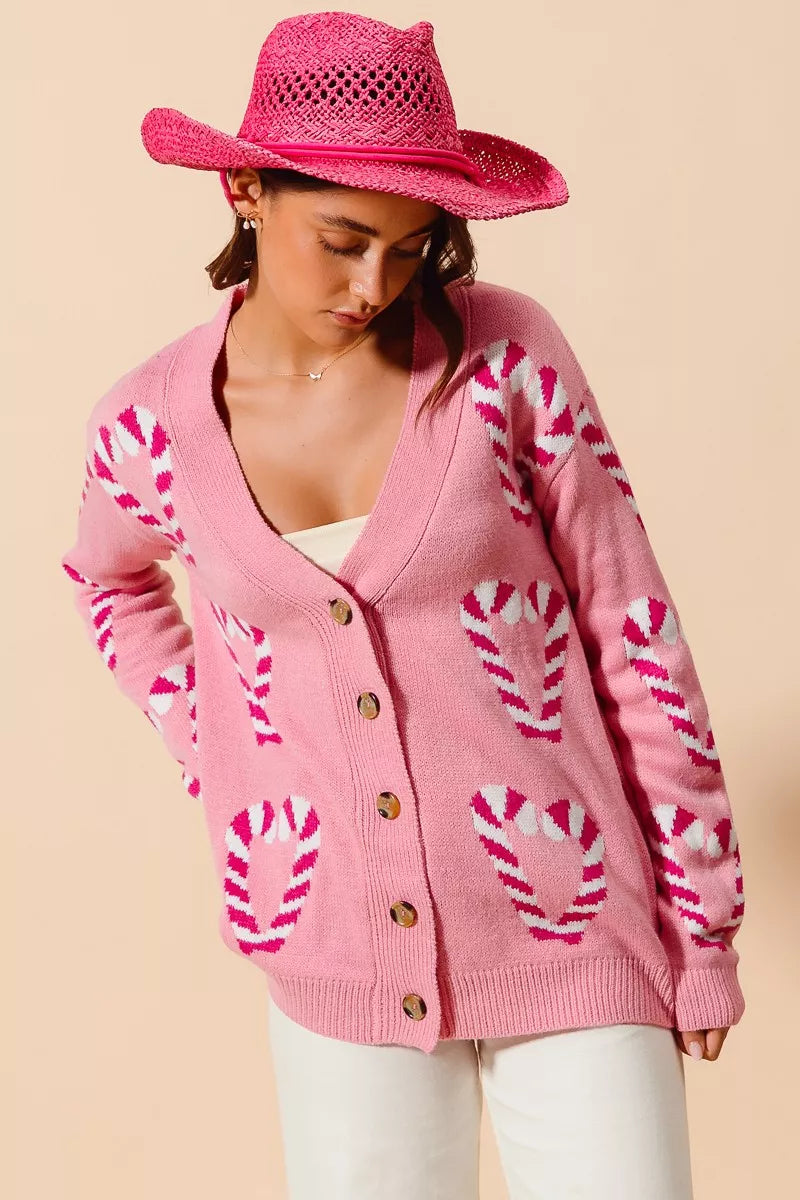 SO ME Christmas Candy Cane Button Front Sweater Cardigan 38271db88c9e4b7890a0ec230e936e74-Max-Origin