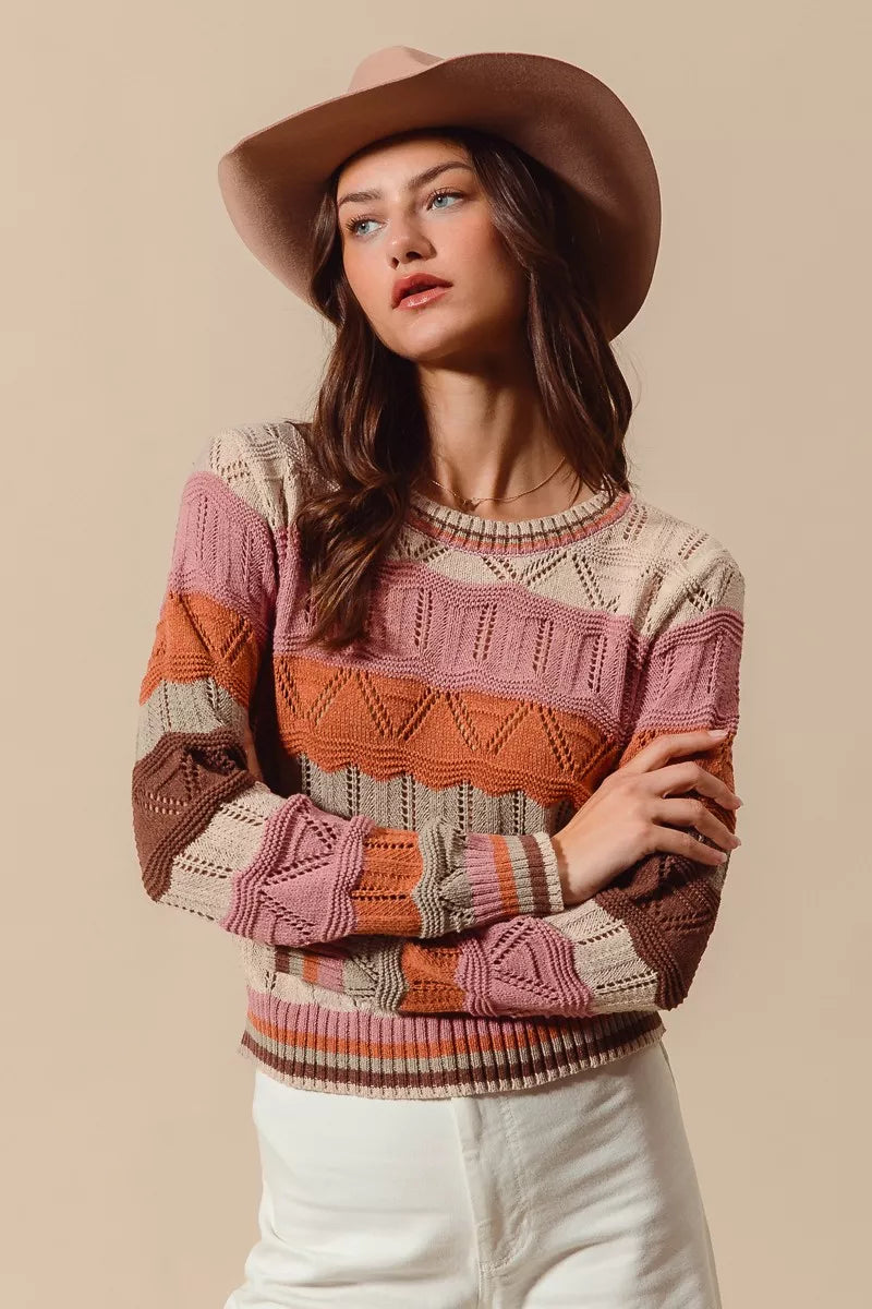 SO ME Multi Color Wavy Stripe Sweater Top 383b4f1818ad4bb1b8291ccb60bcc883-Max-Origin