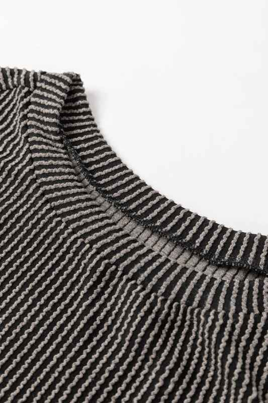 Corded Knit Long Sleeve Top and Shorts Set 385985f5-0de0-484d-869f-182b5558fdc5