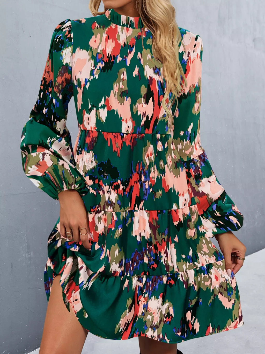 Printed Balloon Sleeve Mini Dress 385c43f1-53b9-4fe2-828f-48ef07319f7c-Max-Origin