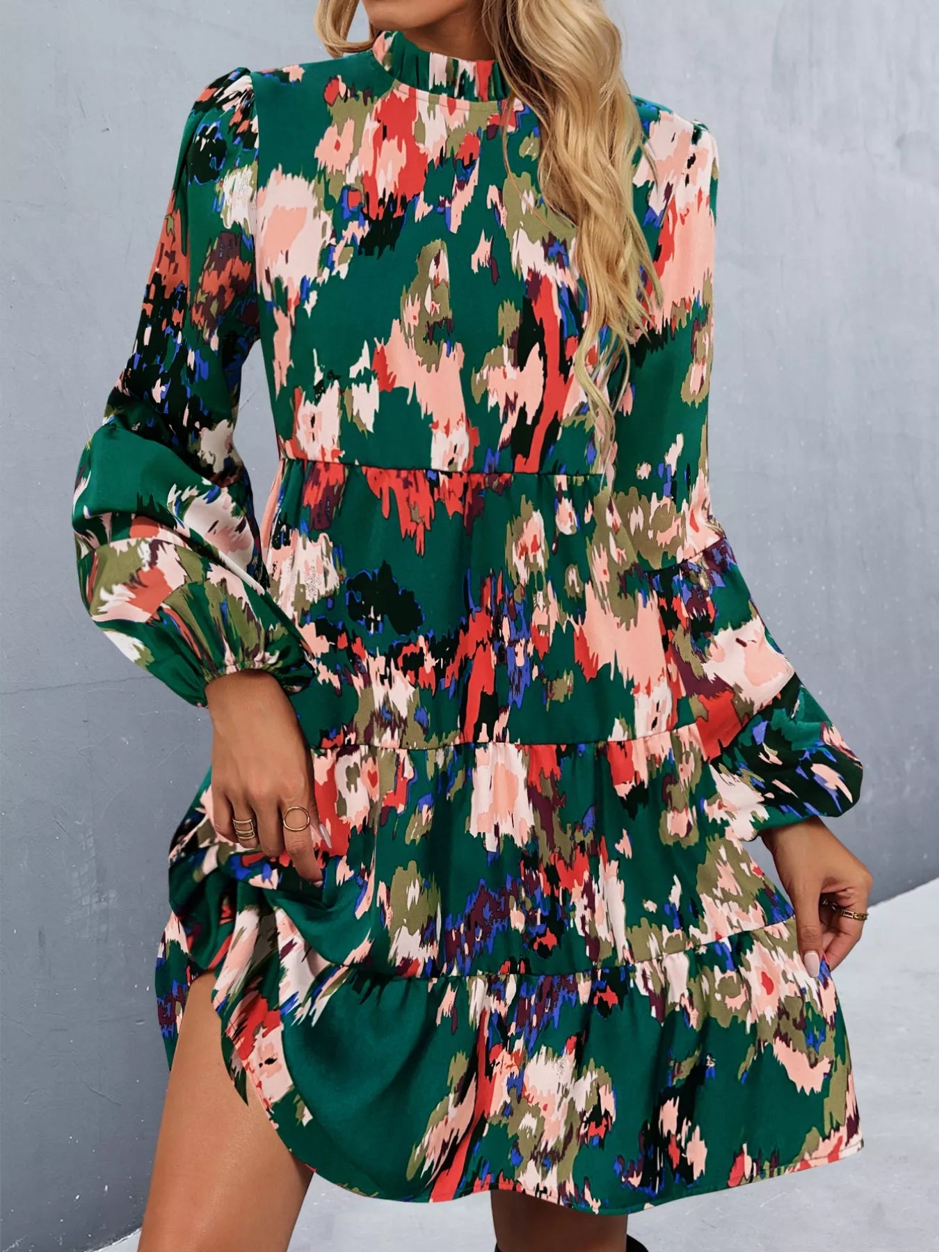 Printed Balloon Sleeve Mini Dress 385c43f1-53b9-4fe2-828f-48ef07319f7c-Max-Origin