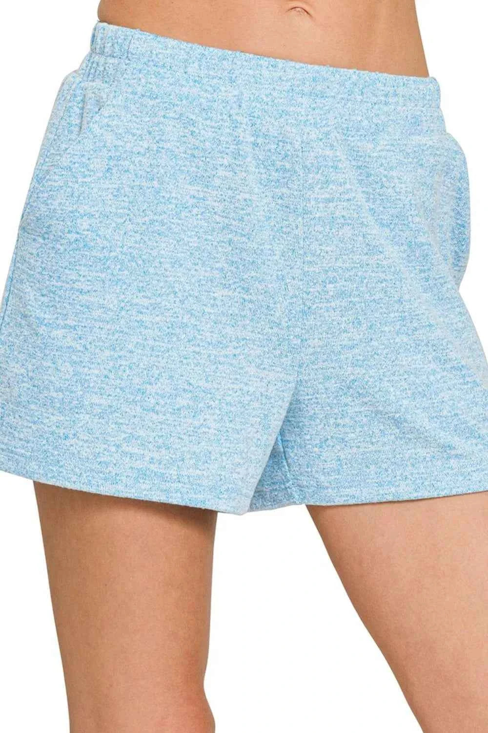 Zenana Soft Melange Hacci Elastic Waist Band Shorts 38ab5f98-3466-4f22-94ad-ceebf39e2102-Max-Origin
