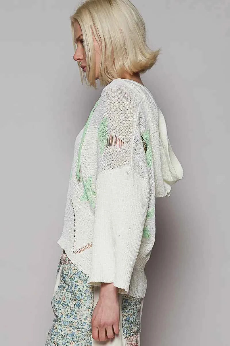 POL Distressed Lace-Up Star Pattern Hooded Hooded Sweater 38d5fd85-ce15-4ad4-9fad-2a3f3fd364cd-Max-Origin