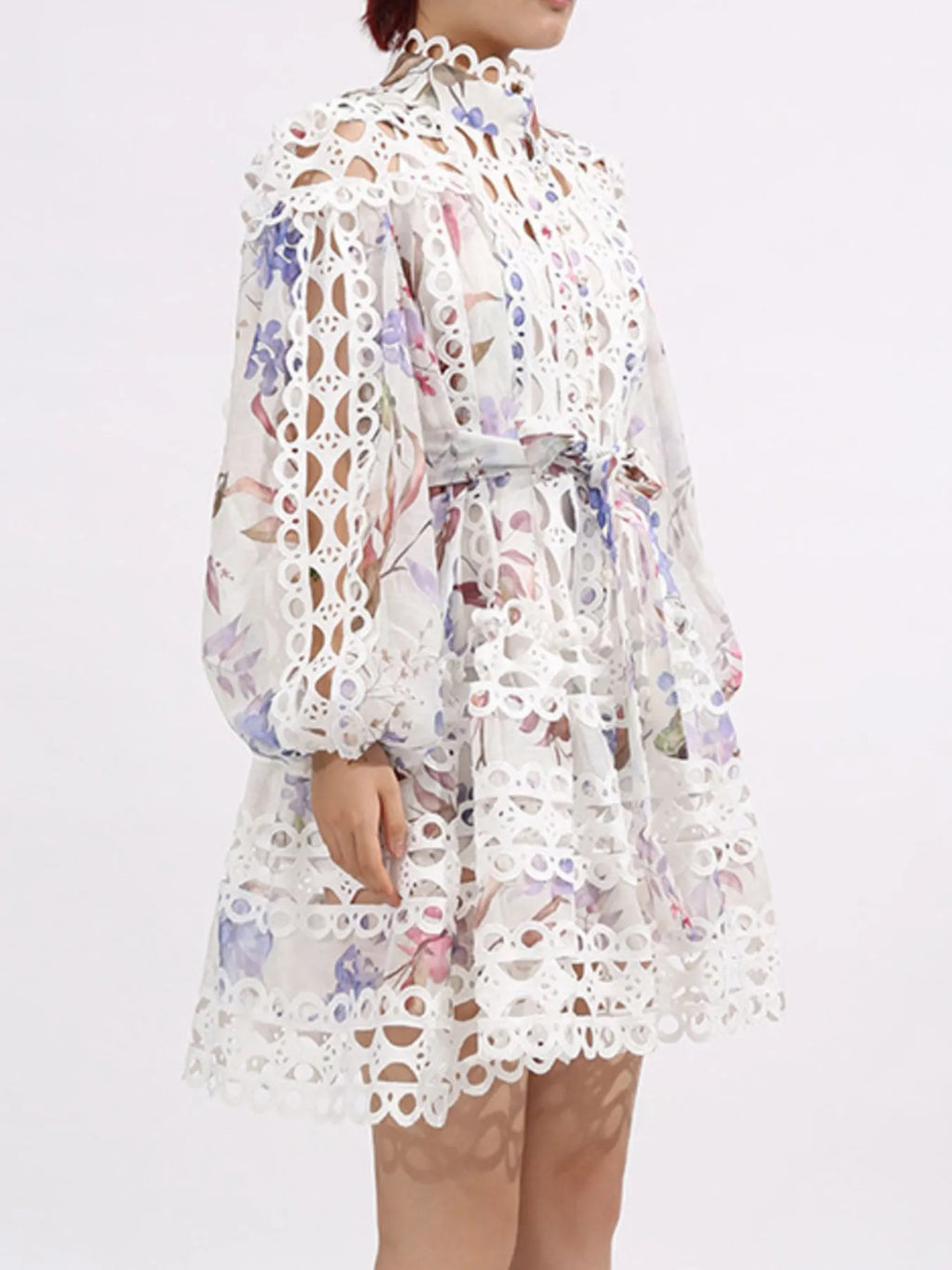 Lace Eyelet Mini Dress with Balloon Sleeves 392474ab-292f-492b-9baf-c2d29012564e-Max-Origin