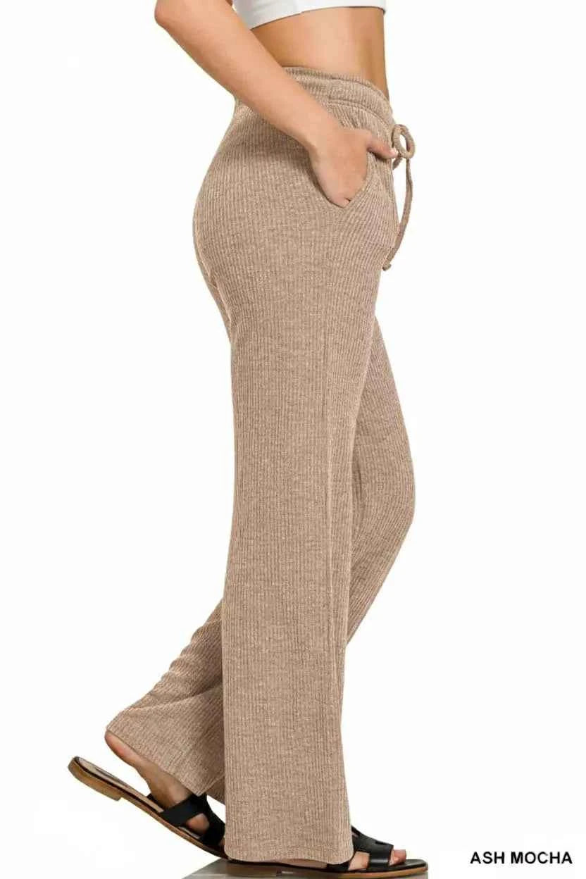 Zenana Ribbed Drawstring Lounge Pants 39270eb7-dd7a-420a-a6b5-e725250cb319-Max-Origin