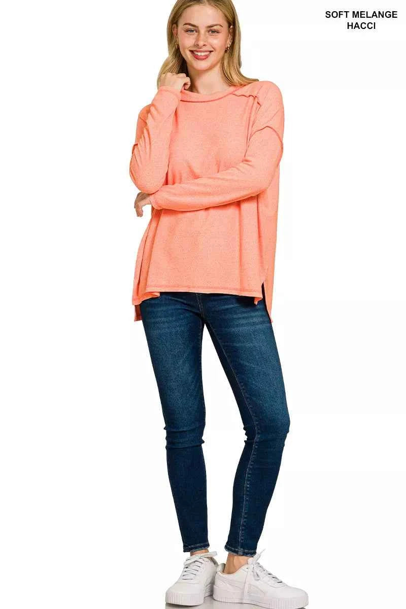Zenana Full Size Melange Hacci Exposed Seam Hi-low Tee Plus Size 396edf5a-836b-4c5d-914c-cbc2106afa0a-Max-Origin