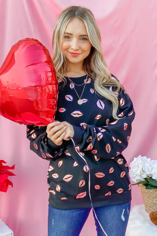 And The Why Kiss Pink Foil Allover Print Pullover Sweatshirts 39811938c1dc41d88ed5e534bc42185f-Max-Origin